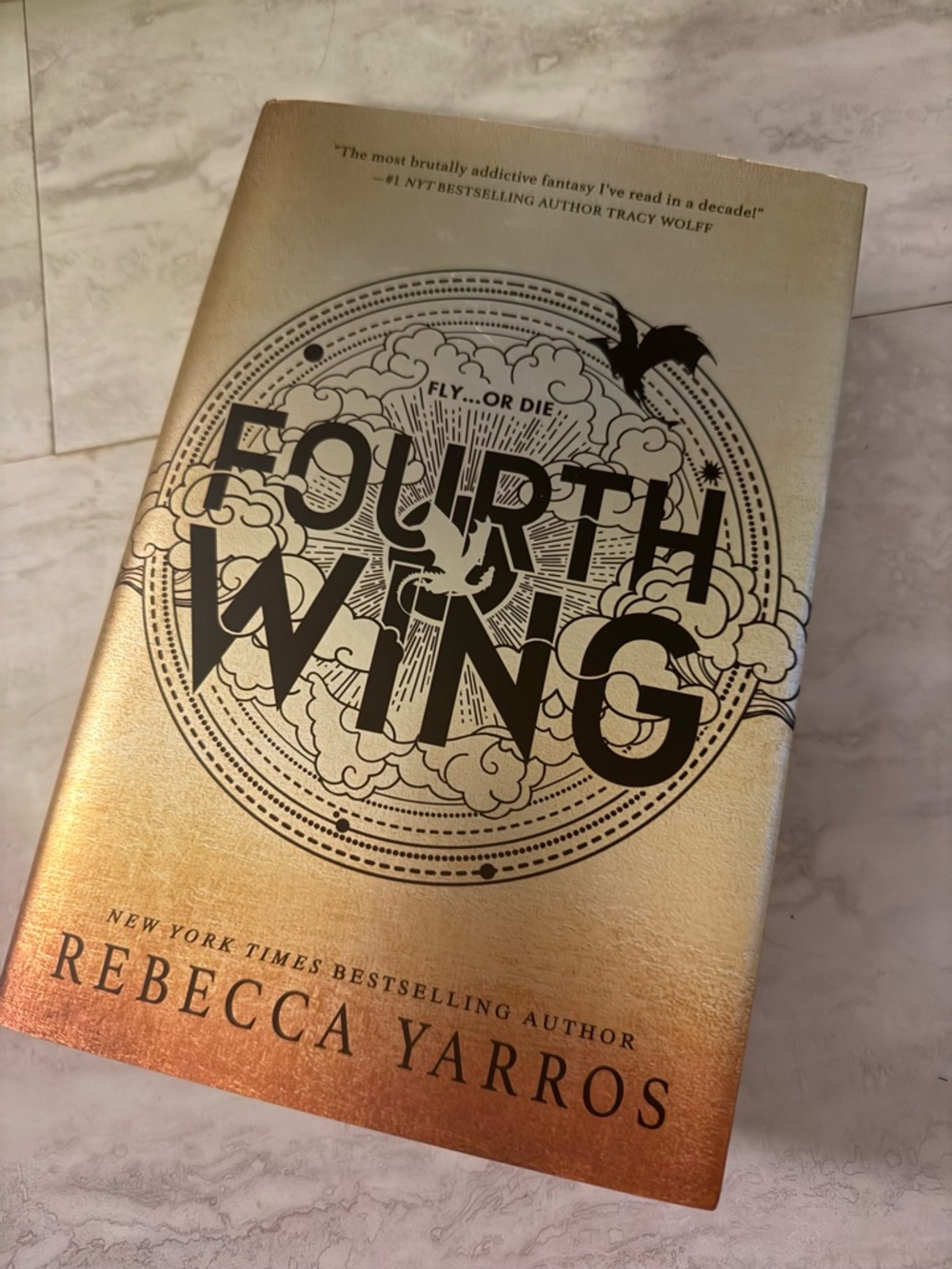 Fourth Wing by Rebecca Yarros - Gold Ombre Hardcover